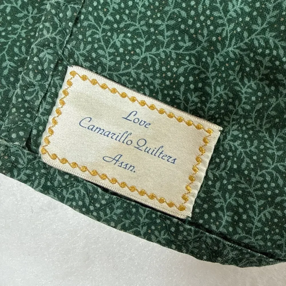 Vtg Patchwork Green Pink Quilt Throw 56” X 41” Handmade Watermelon Camarillo, CA